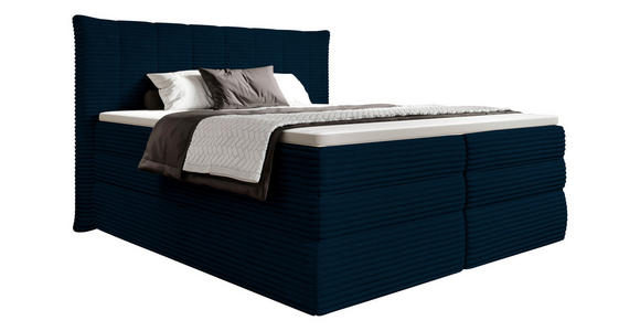 BOXSPRINGBETT 180/200 cm  in Dunkelblau  - Schwarz/Dunkelblau, Design, Kunststoff/Textil (180/200cm) - Esposa