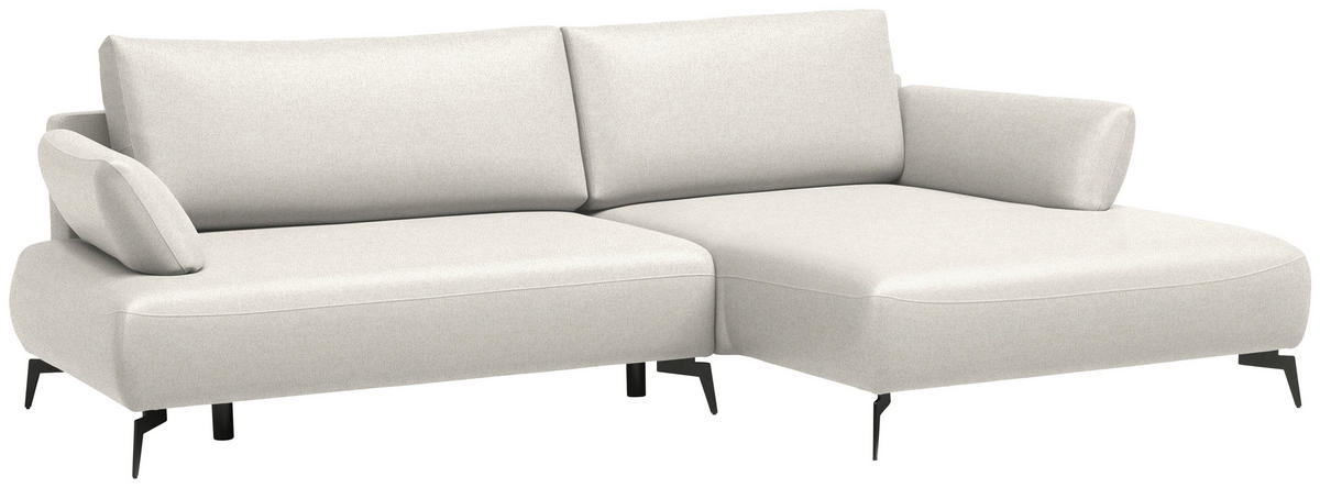 ECKSOFA Struktur Ecru  - Ecru/Schwarz, Design, Textil/Metall (284/186cm) - Lomoco