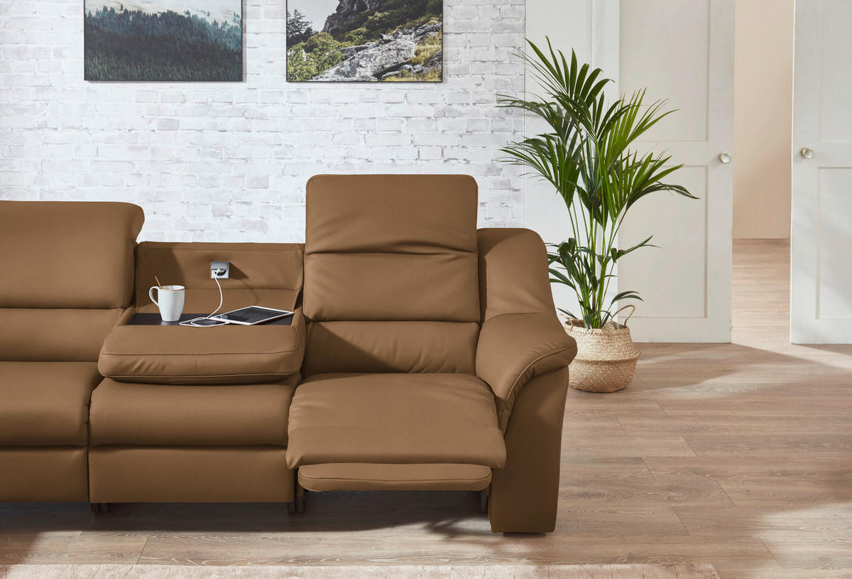 ECKSOFA  in Echtleder Haselnussfarben  260/324 cm  - Schwarz/Haselnussfarben, KONVENTIONELL, Leder/Kunststoff (260/324cm) - Cantus