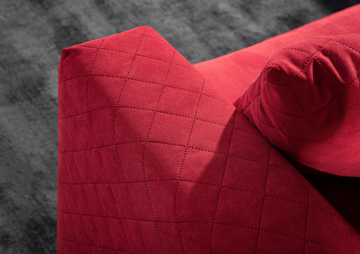 ECKSOFA Rot Flachgewebe  - Rot/Schwarz, KONVENTIONELL, Kunststoff/Textil (176/243cm) - MID.YOU