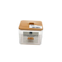 DOBOZ TETŐVEL  - világosbarna, Basics, műanyag/természetes anyagok (9.5/8.5/9.5cm)