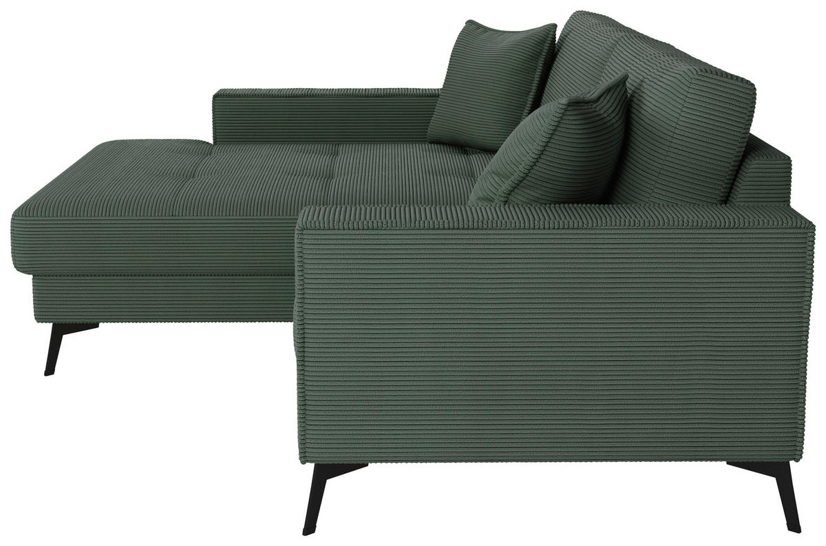 ECKSOFA TED Dunkelgrün Cord Zierkissen  - Dunkelgrün/Schwarz, Trend, Textil/Metall (174/228cm) - P & B