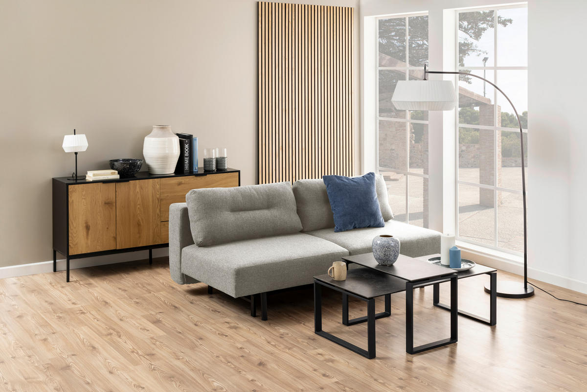 BÄDDSOFFA i grå, ekfärgad  - grå/ekfärgad, Design, metall/trä (200/83/105cm) - Best Price