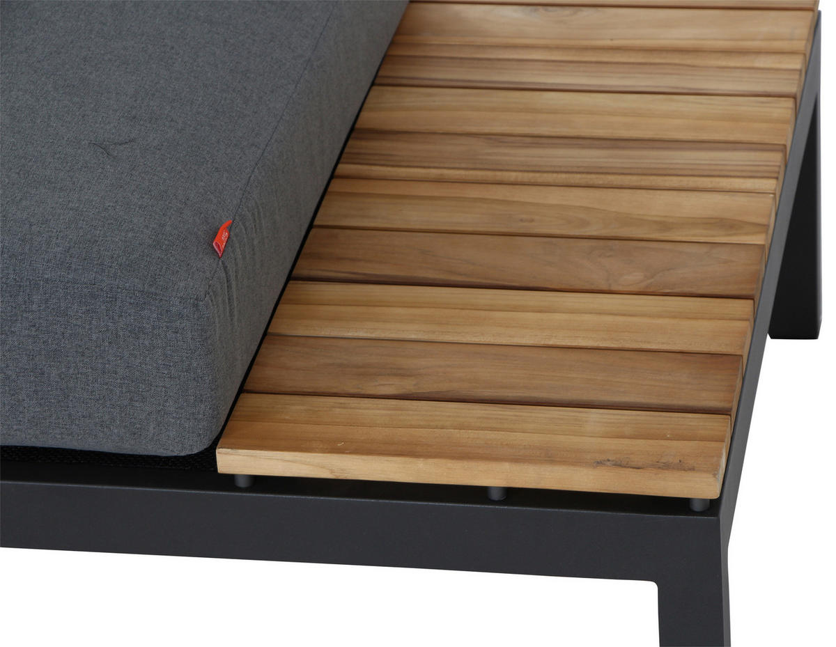 LOUNGEGARNITUR 3-teilig   Teakholz Aluminium, Stahl  - Anthrazit/Teakfarben, KONVENTIONELL, Holz/Kunststoff - Siena Garden