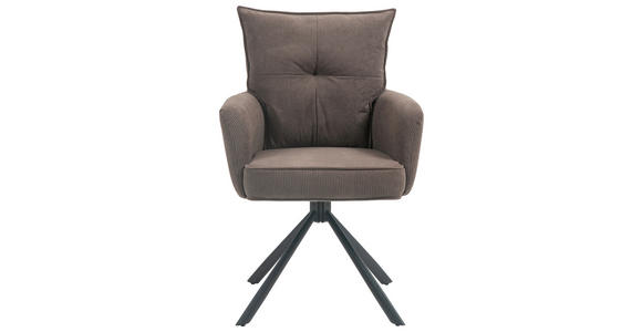 ARMLEHNSTUHL in Eisen Cord - Dunkelbraun/Schwarz, Design, Textil/Metall (60/95/67cm) - Novel