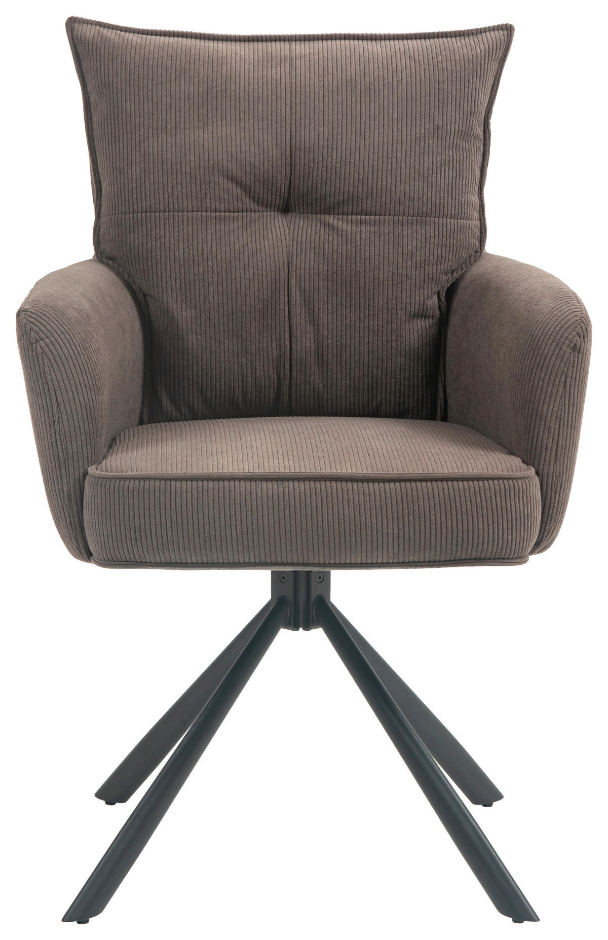 ARMLEHNSTUHL  in Eisen Cord  - Dunkelbraun/Schwarz, Design, Textil/Metall (60/95/67cm) - Novel
