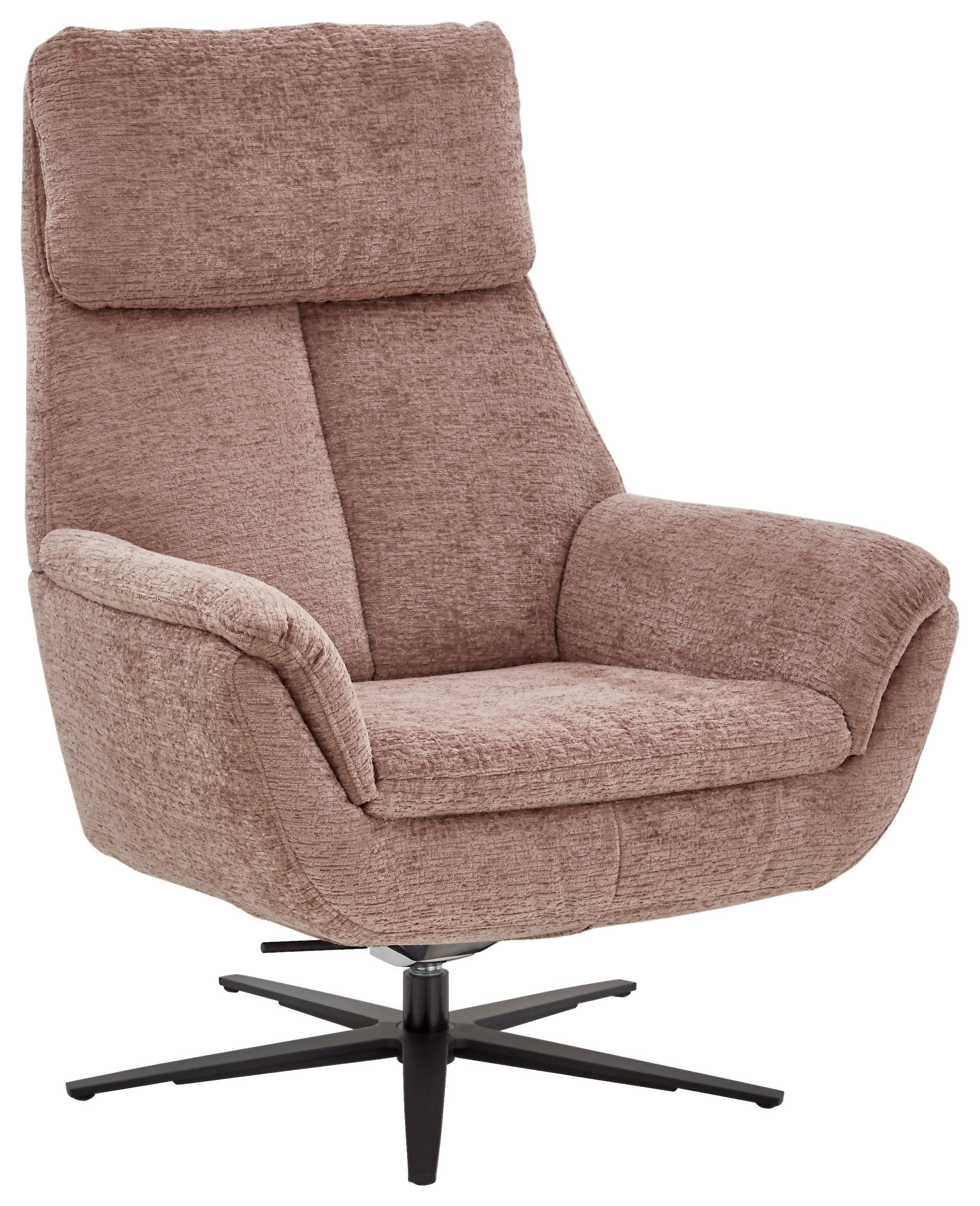 RELAXSESSEL in Textil Hellrosa  - Hellrosa/Schwarz, Design, Textil/Metall (79/108/89cm) - Beldomo Style