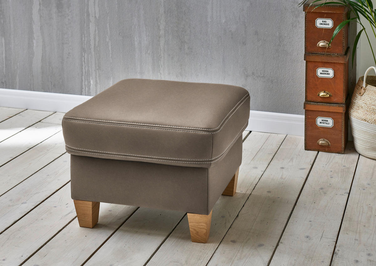 ECKSOFA  in Echtleder Alufarben  235/274 cm  - Eichefarben/Beige, KONVENTIONELL, Leder/Holzwerkstoff (235/274cm) - Beldomo Premium