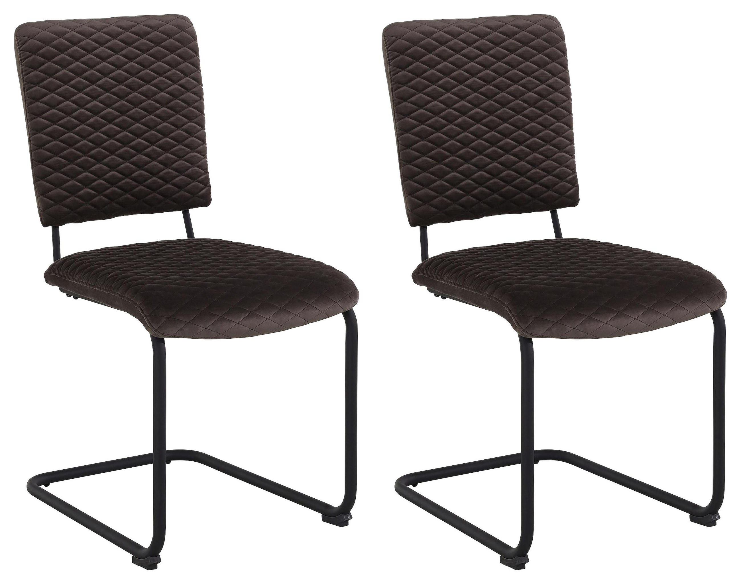 Schwingstuhl-Set in Metall, Textil Anthrazit, Schwarz