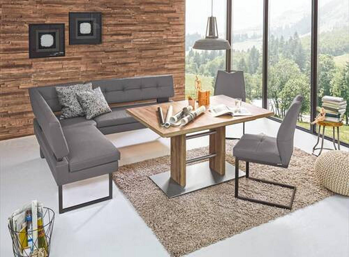 ECKBANK in Metall, Textil Grau  - Schwarz/Grau, Design, Textil/Metall (158/200cm) - Dieter Knoll