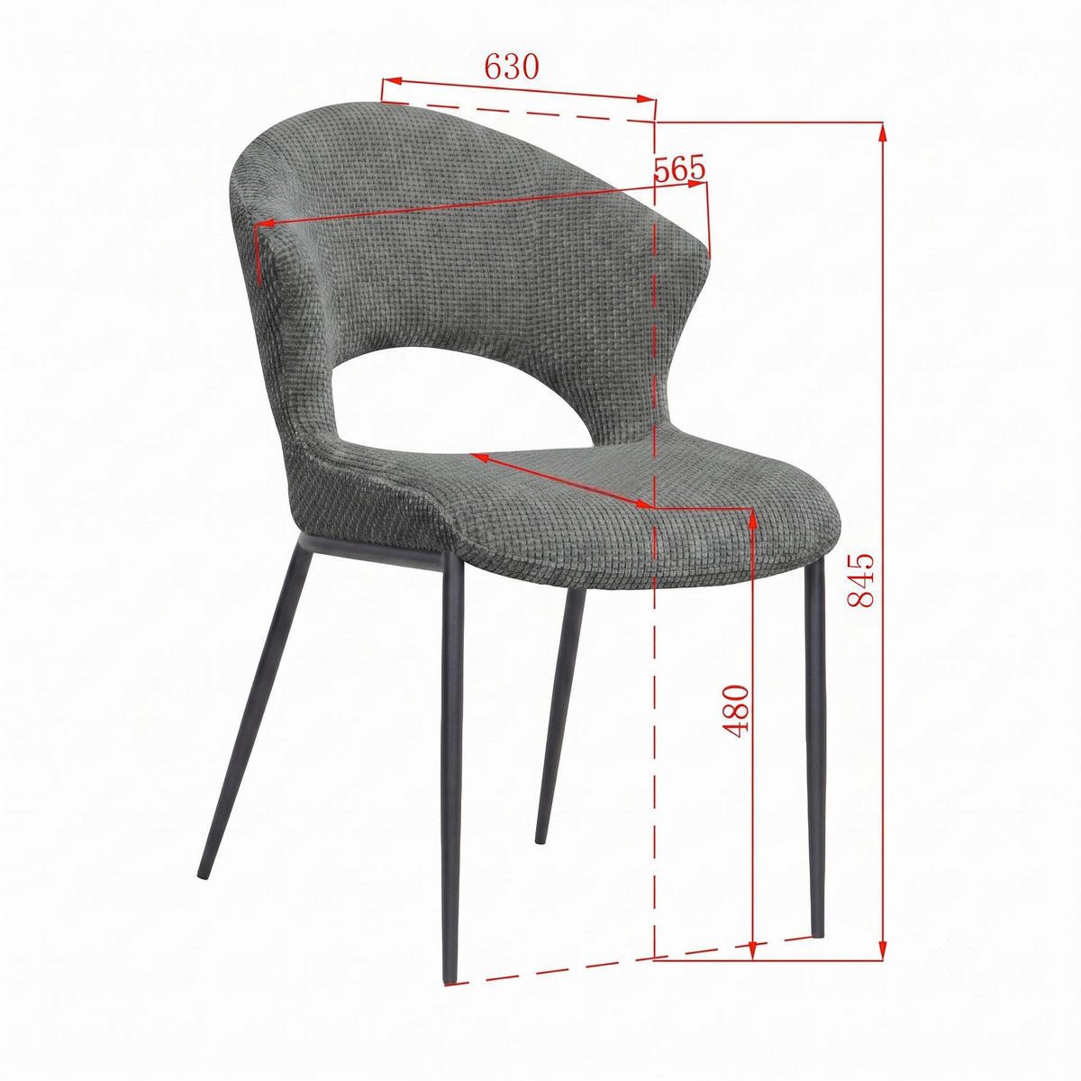 STUHL   Webstoff  Grün  - Schwarz/Grün, Design, Textil/Metall (56,5/83,5/63,5cm) - Stylife