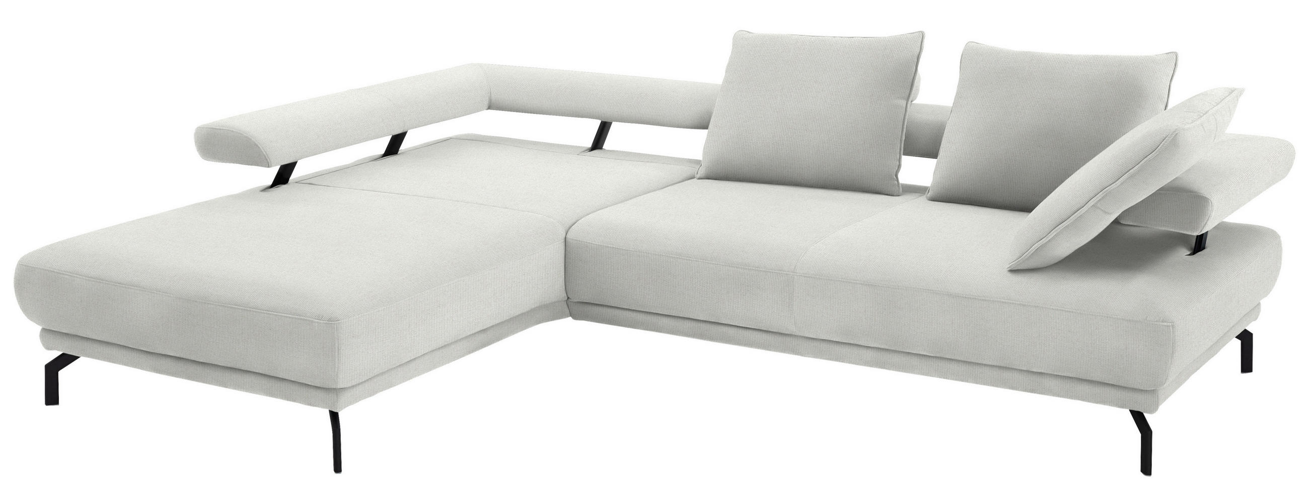 ECKSOFA in Chenille Ecru  - Ecru/Schwarz, Design, Textil/Metall (224/305cm) - Dieter Knoll