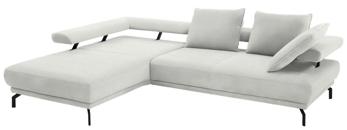 ECKSOFA in Chenille Ecru  - Ecru/Schwarz, Design, Textil/Metall (224/305cm) - Dieter Knoll