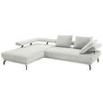 ECKSOFA in Chenille Ecru  224/305 cm  - Ecru/Schwarz, Design, Textil/Metall (224/305cm) - Dieter Knoll
