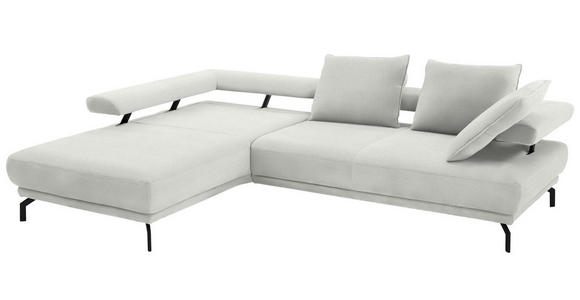 ECKSOFA in Chenille Ecru  224/305 cm  - Ecru/Schwarz, Design, Textil/Metall (224/305cm) - Dieter Knoll