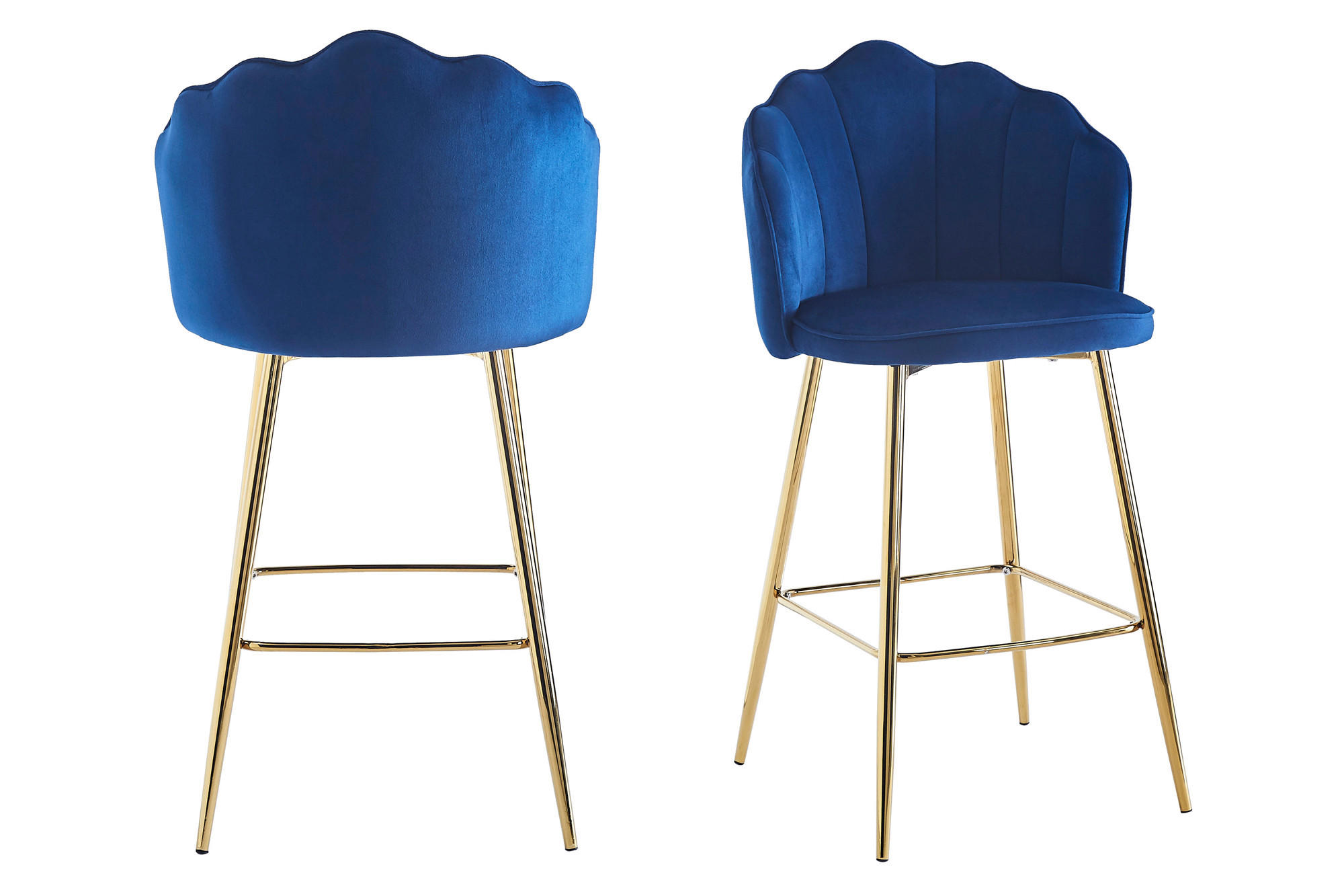 BARHOCKER-SET Samt Dunkelblau  - Goldfarben/Dunkelblau, MODERN, Textil/Metall (52/100/54cm) - Livetastic