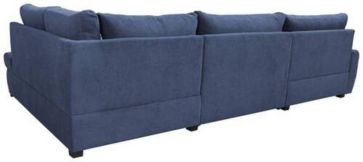 ECKSOFA Dunkelblau Velours  - Chromfarben/Dunkelblau, Design, Kunststoff/Textil (174/322/173cm) - Livetastic