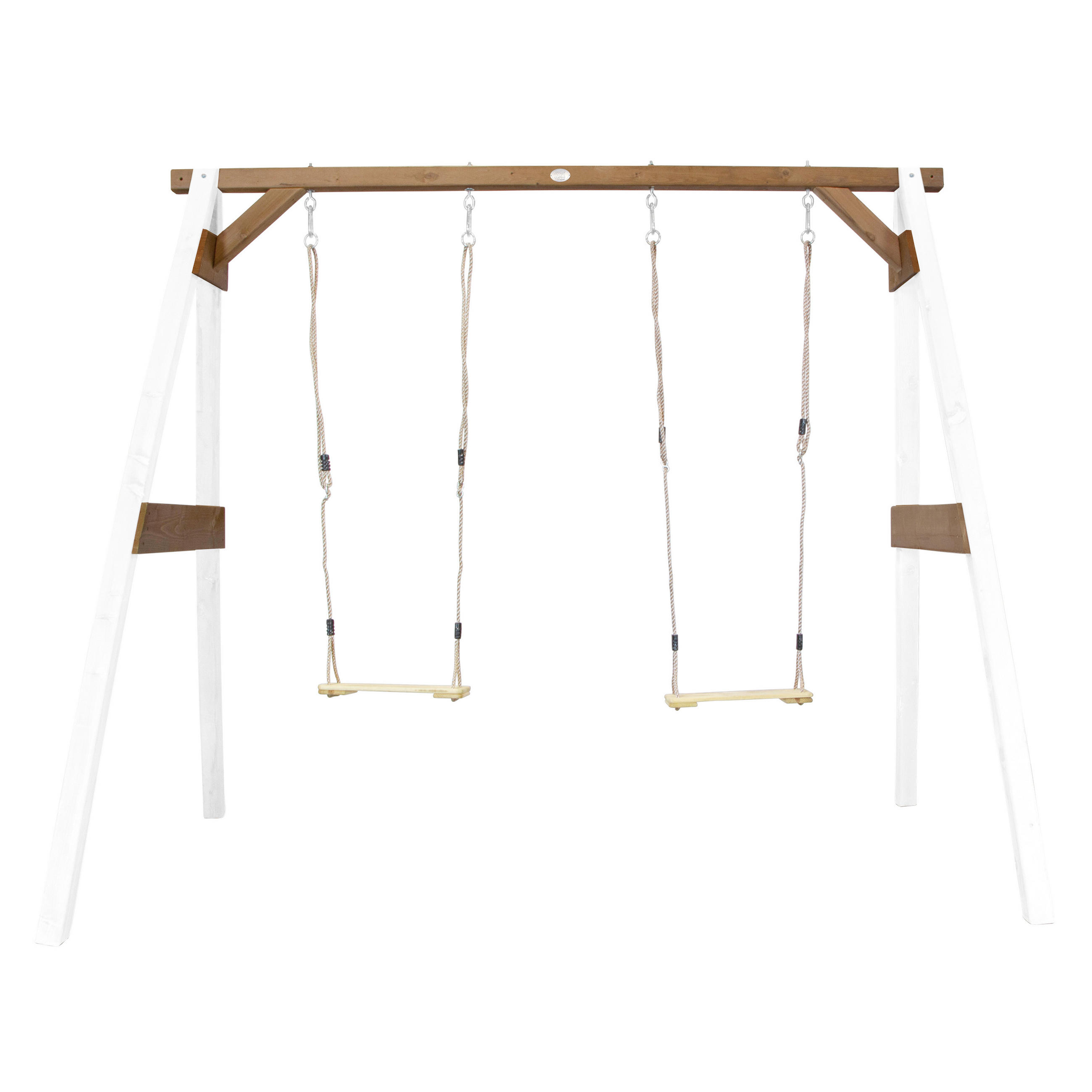 Schaukel Double Swing Braun, Weiß  - Braun/Weiß, Basics, Holz (254/207/160cm) - Ambia Garden