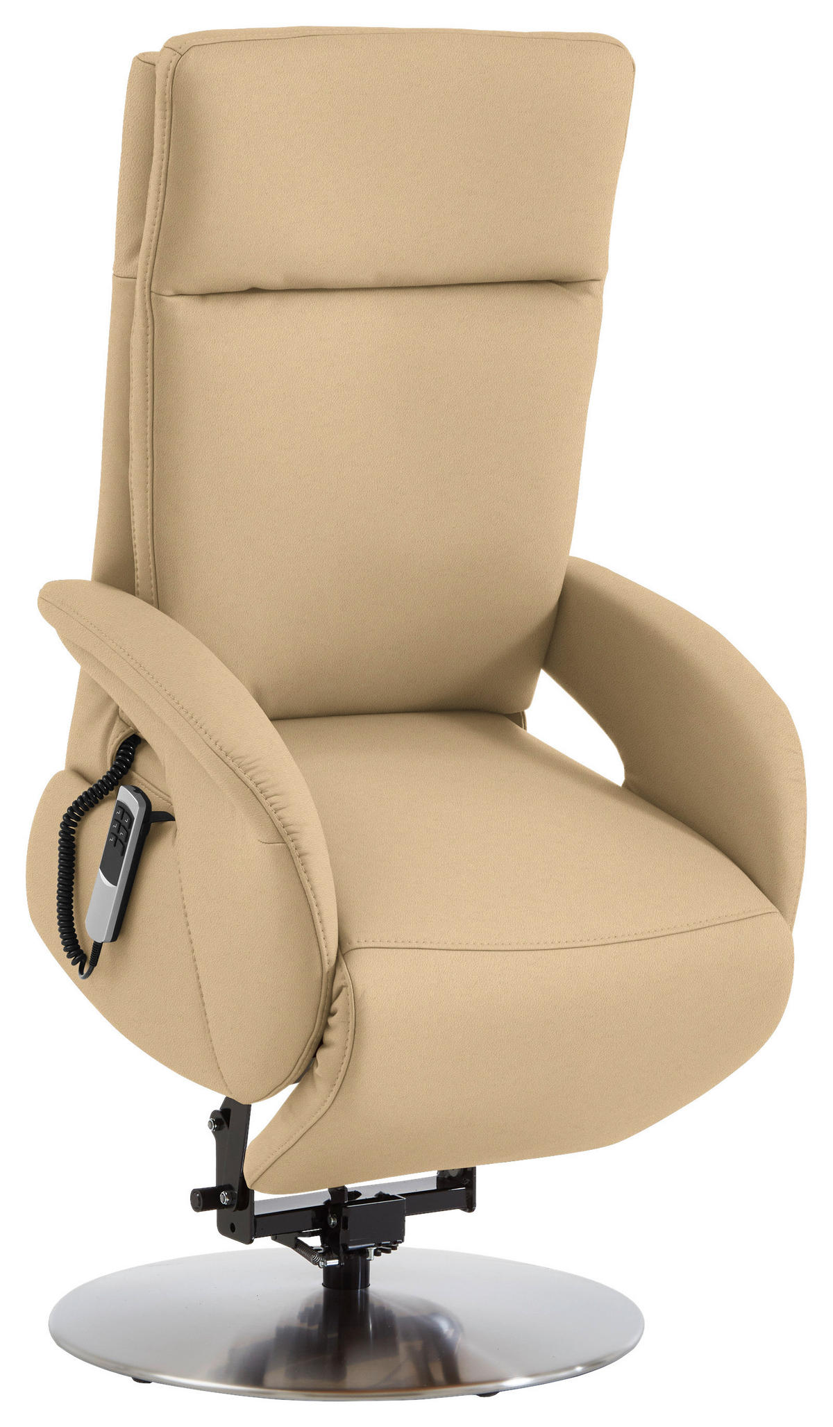 RELAXSESSEL Leder Beige  - Edelstahlfarben/Beige, Design, Leder/Metall (70/108/80cm) - Cantus