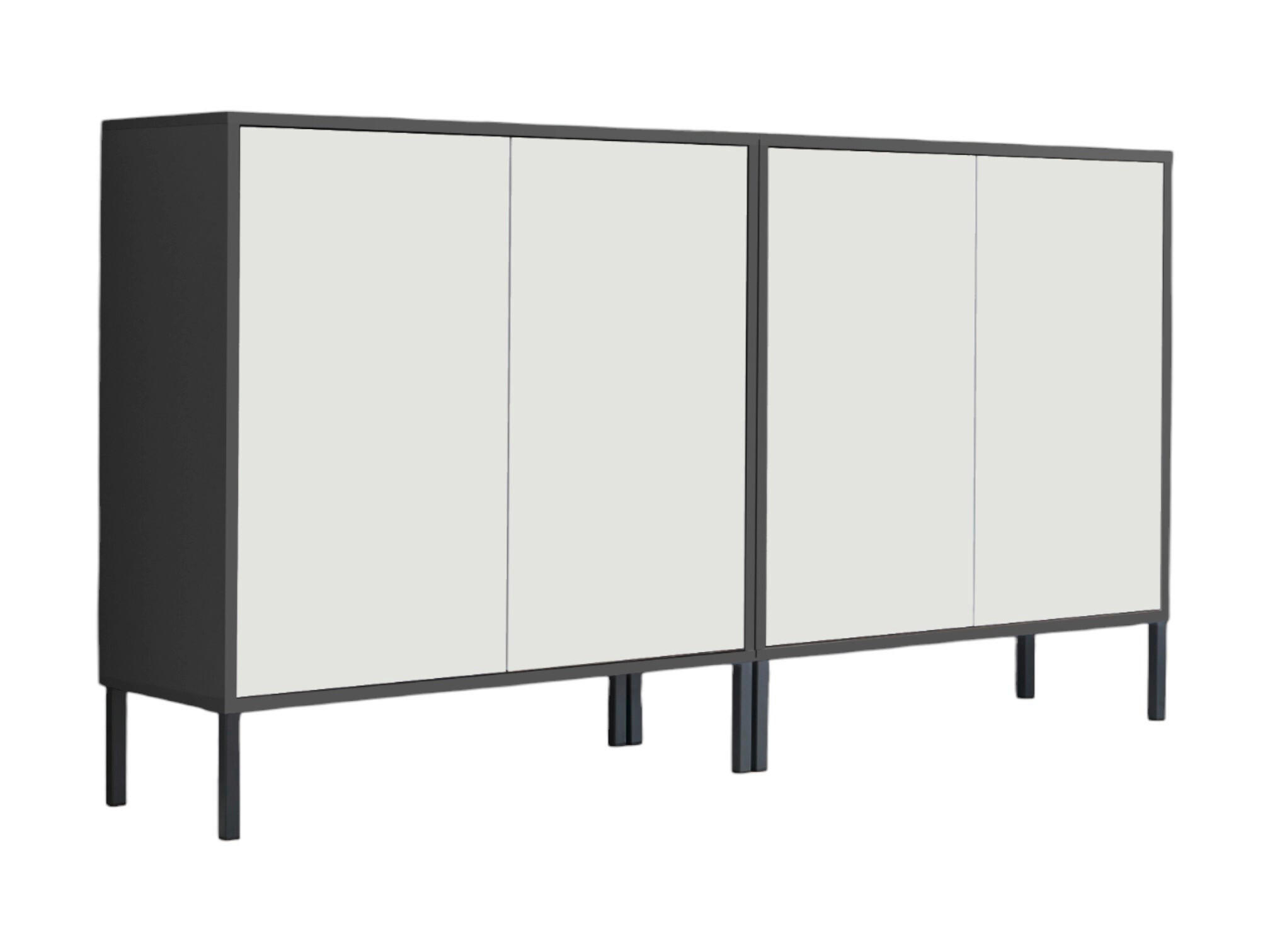 Mid.you Sideboard Mailand Set 2 + MF Anthrazit, Weiß 158x86x33 cm