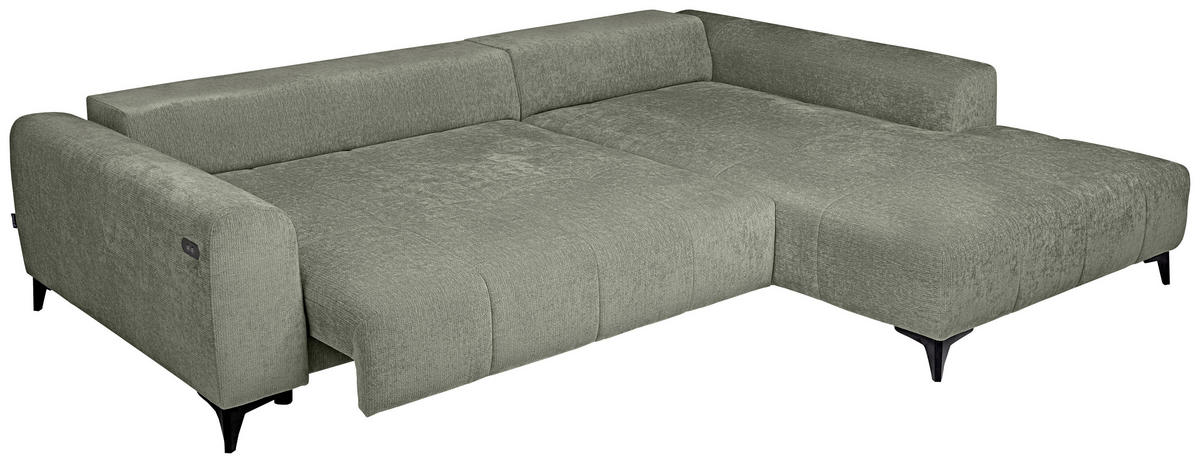 ECKSOFA  in Chenille Mintgrün  279/222 cm  - Schwarz/Mintgrün, KONVENTIONELL, Kunststoff/Textil (279/222cm) - Hom`in