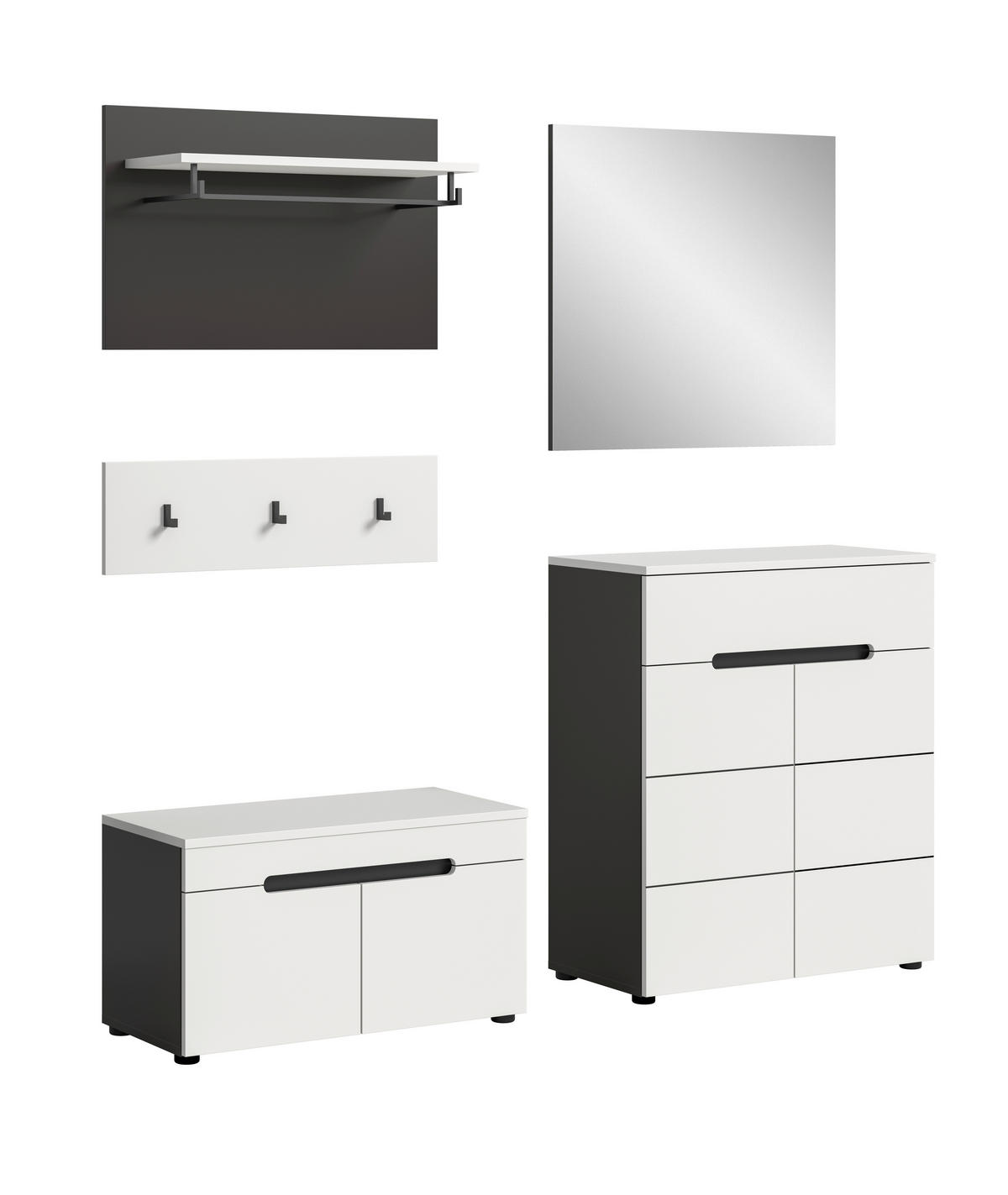 ELŐSZOBAFAL - fehér/szürke, Design, faalapú anyag (175/190/37cm) - Livetastic