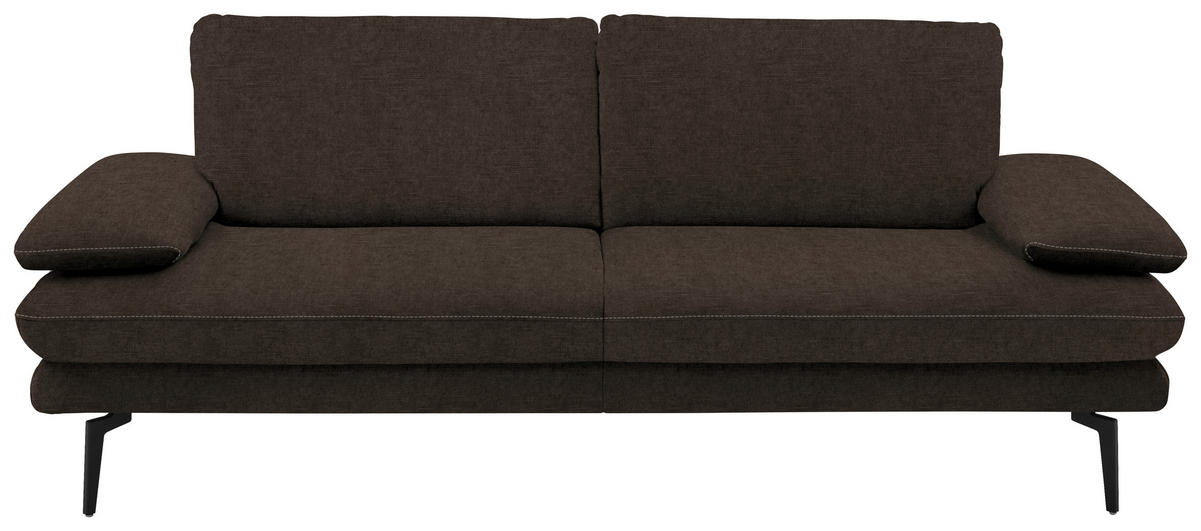 3-SITZER-SOFA in Velours Dunkelbraun  - Dunkelbraun/Beige, Design, Textil/Metall (222/89/104cm) - Dieter Knoll