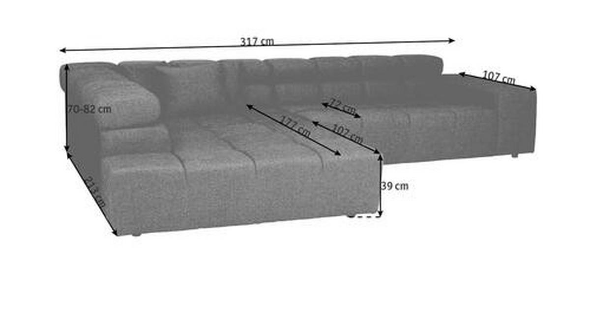 ECKSOFA Graphitfarben Flachgewebe  - Schwarz/Graphitfarben, Design, Kunststoff/Textil (213/317cm) - Hom`in