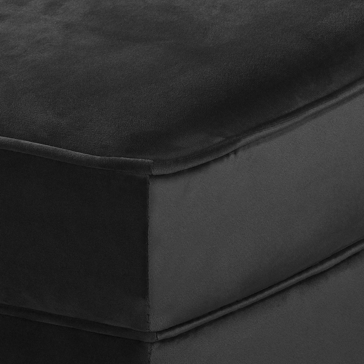 RÉCAMIERE Samt Schwarz  - Schwarz/Braun, Design, Holz/Textil (185/93/75cm) - Livetastic