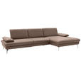 ECKSOFA in Echtleder Beige  - Chromfarben/Beige, Design, Leder/Metall (325/157cm) - Dieter Knoll