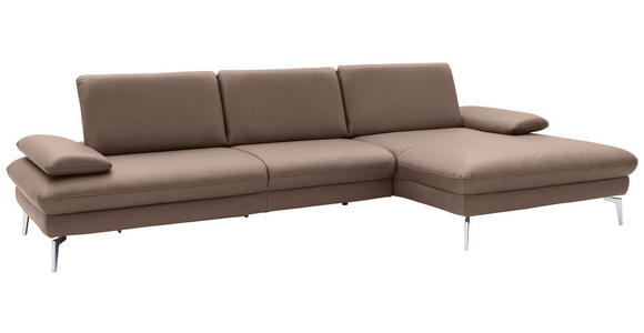 ECKSOFA in Echtleder Beige  - Chromfarben/Beige, Design, Leder/Metall (325/157cm) - Dieter Knoll