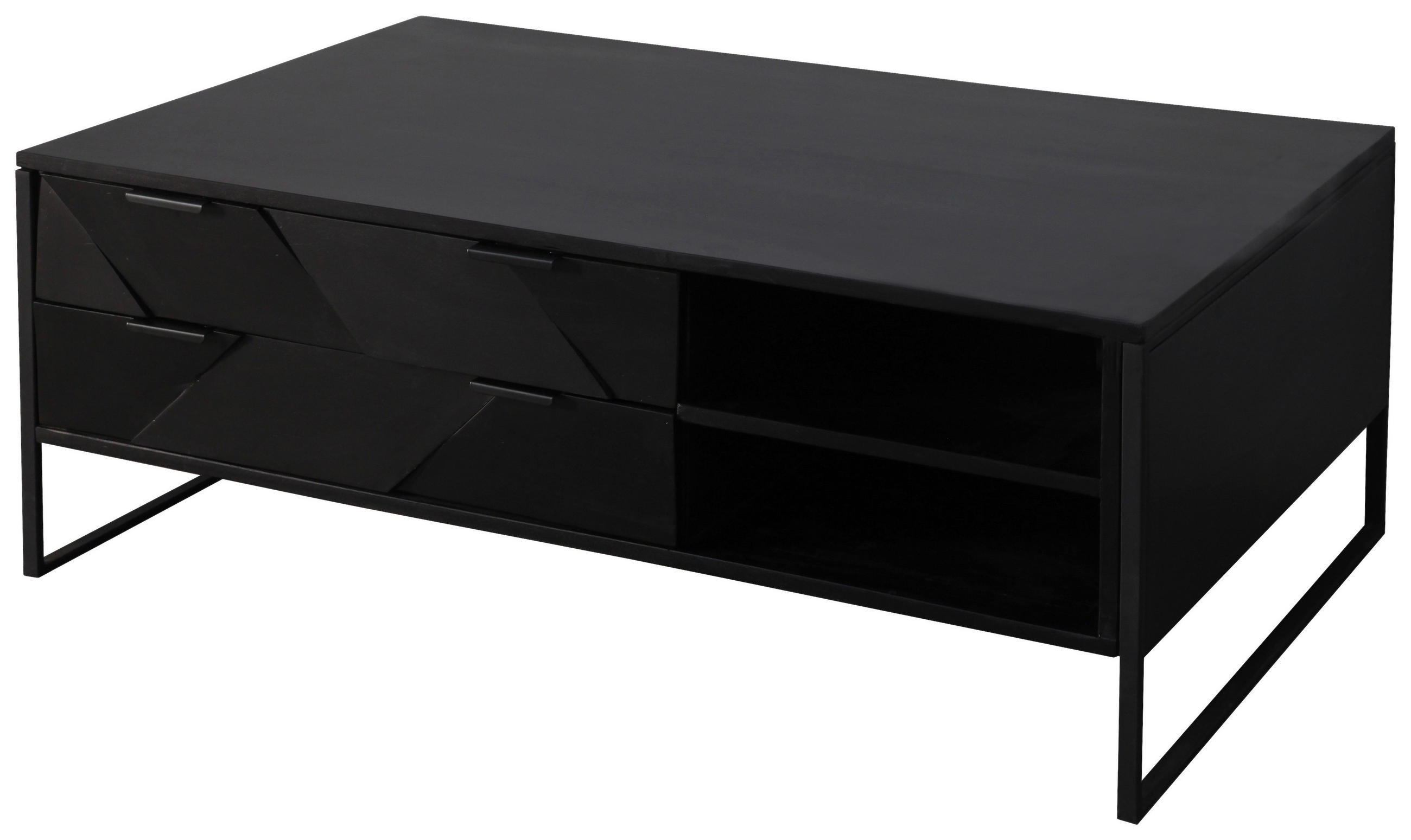 COUCHTISCH Akazie Hartholz 118/70/45 cm rechteckig Schwarz  - Schwarz/Akaziefarben, Trend, Holz/Metall (118/70/45cm) - Ambia Home