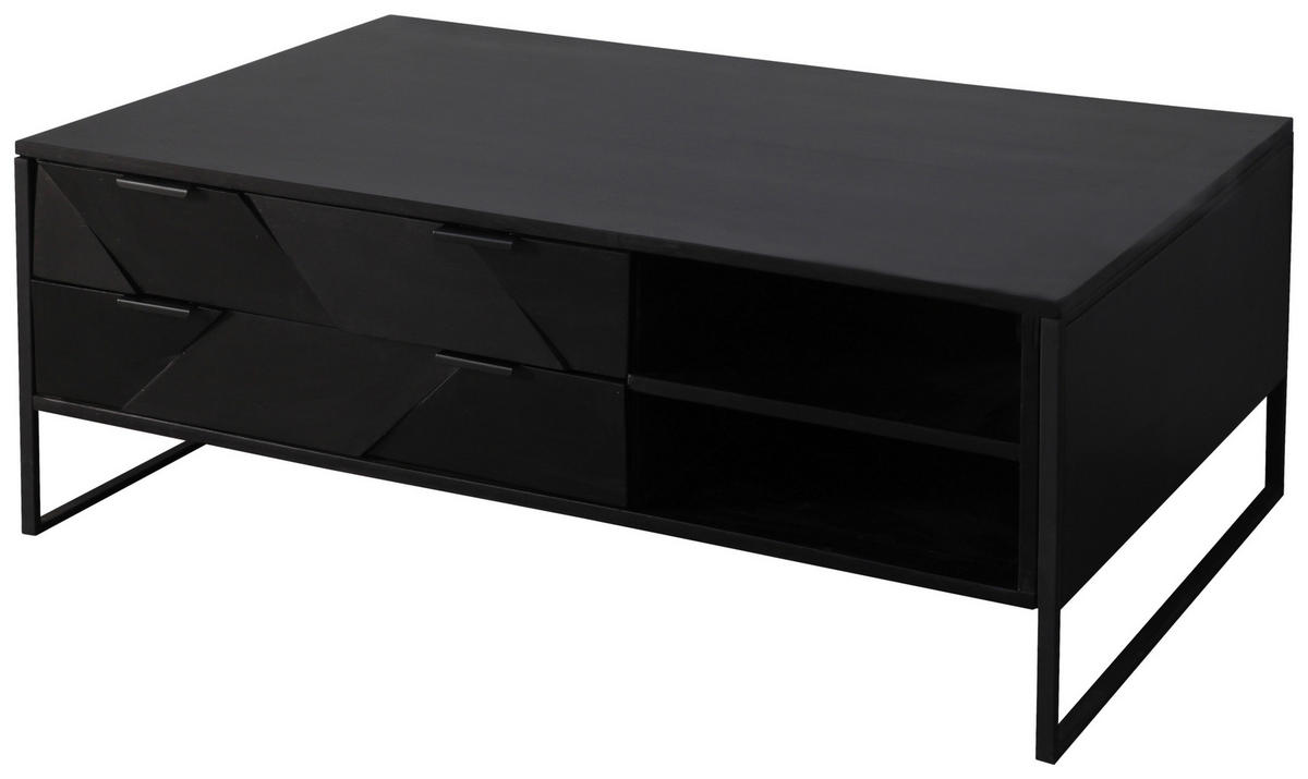 COUCHTISCH Akazie Hartholz 118/70/45 cm rechteckig Schwarz  - Schwarz/Akaziefarben, Trend, Holz/Metall (118/70/45cm) - Ambia Home