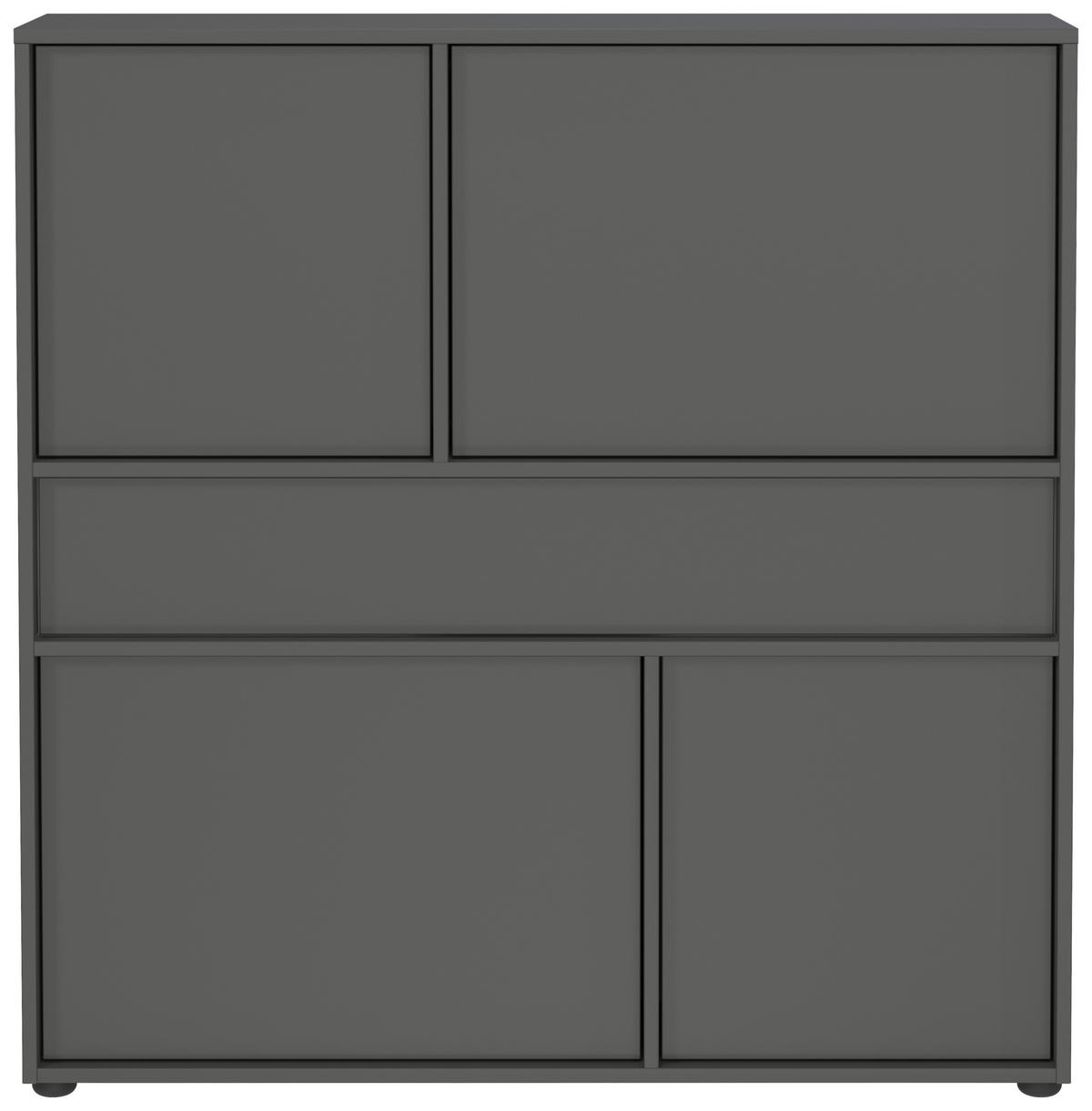 SCHUHSCHRANK AMECA  in 110/107/25 cm  - Schwarz/Graphitfarben, Design, Holzwerkstoff/Kunststoff (110/107/25cm)