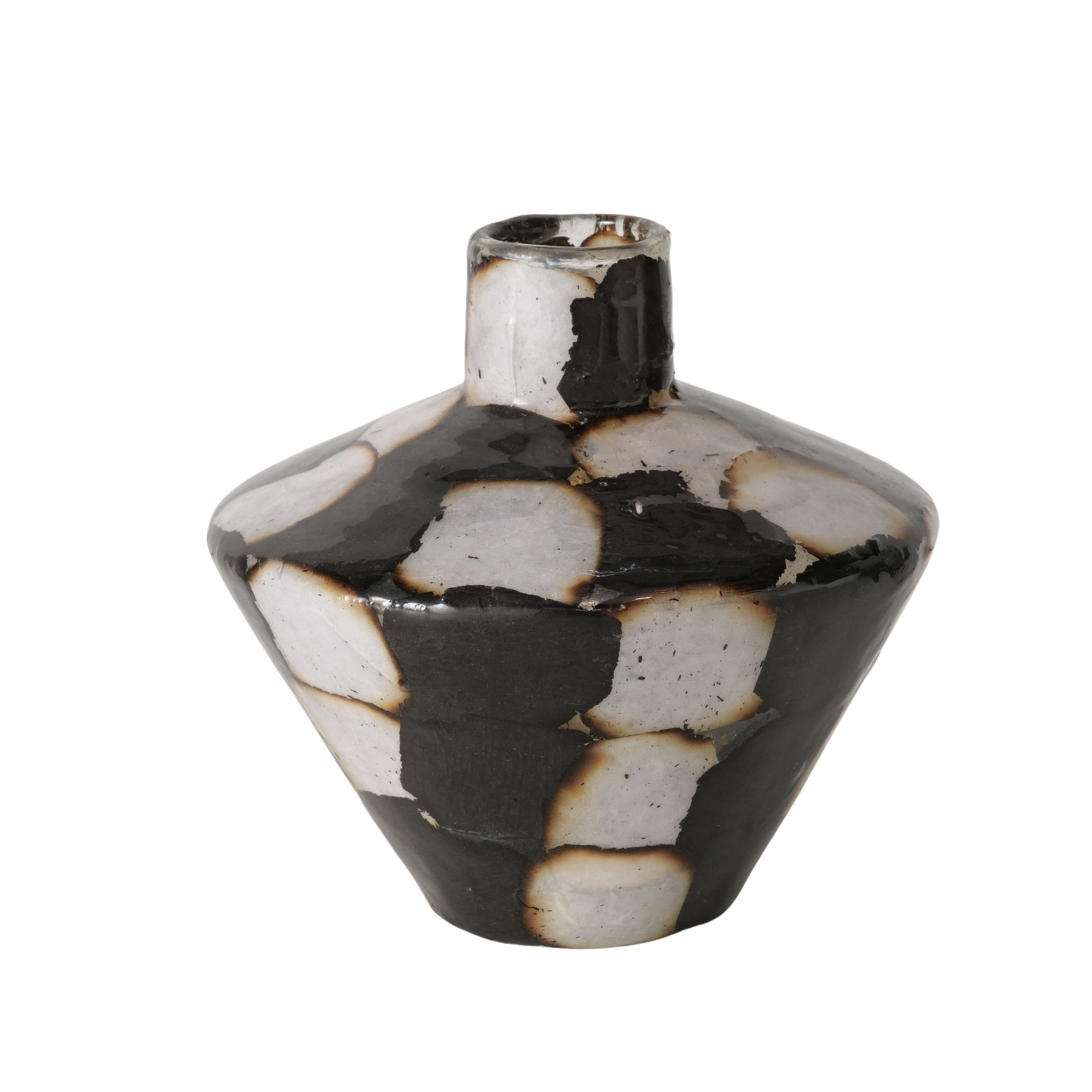 VASE  - Schwarz/Weiß, Basics, Glas (13,5/12,8cm) - Boltze Home