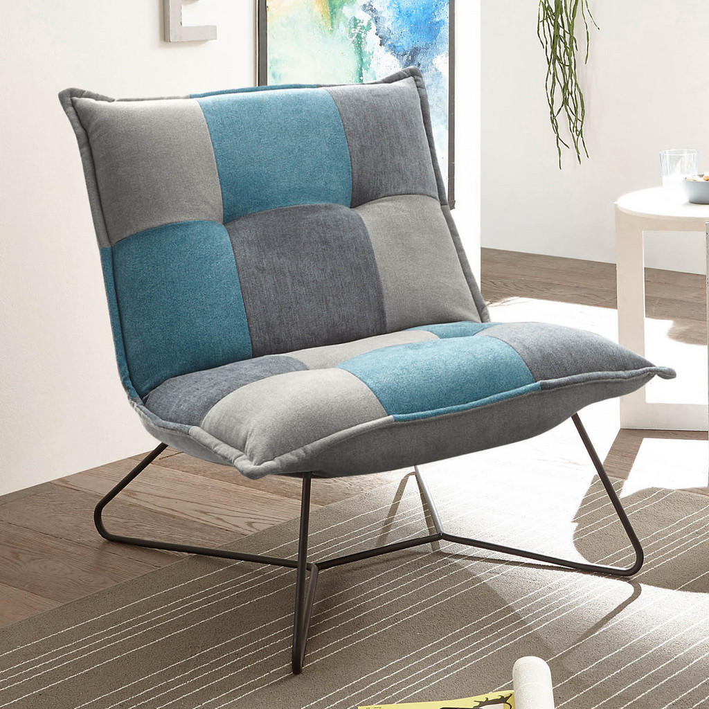 Thumbnail - Mid.you Sessel, Blau, Schlamm, Dunkelgrau, Metall, Textil, 69x76x86 cm, Wohnzimmer, Sessel, Polstersessel