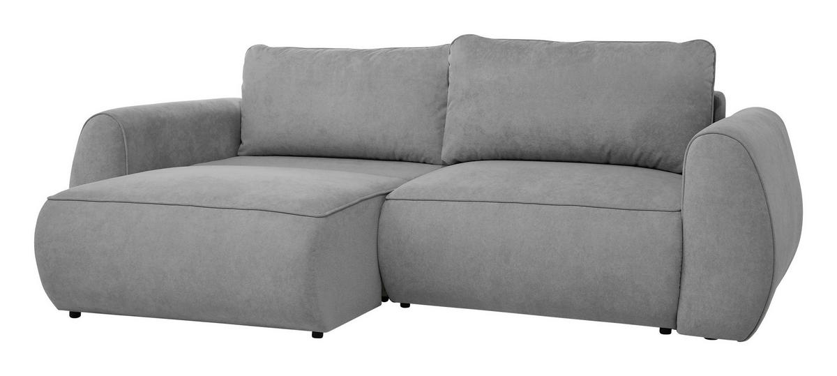 SCHLAFSOFA Chenille Grau  inkl. Zierkissen, Rückenkissen, Bettkasten, Schlaffunktion, Rücken echt, Liegefläche im Originalstoff  - Schwarz/Grau, KONVENTIONELL, Kunststoff/Textil (257/96/110cm) - Milino