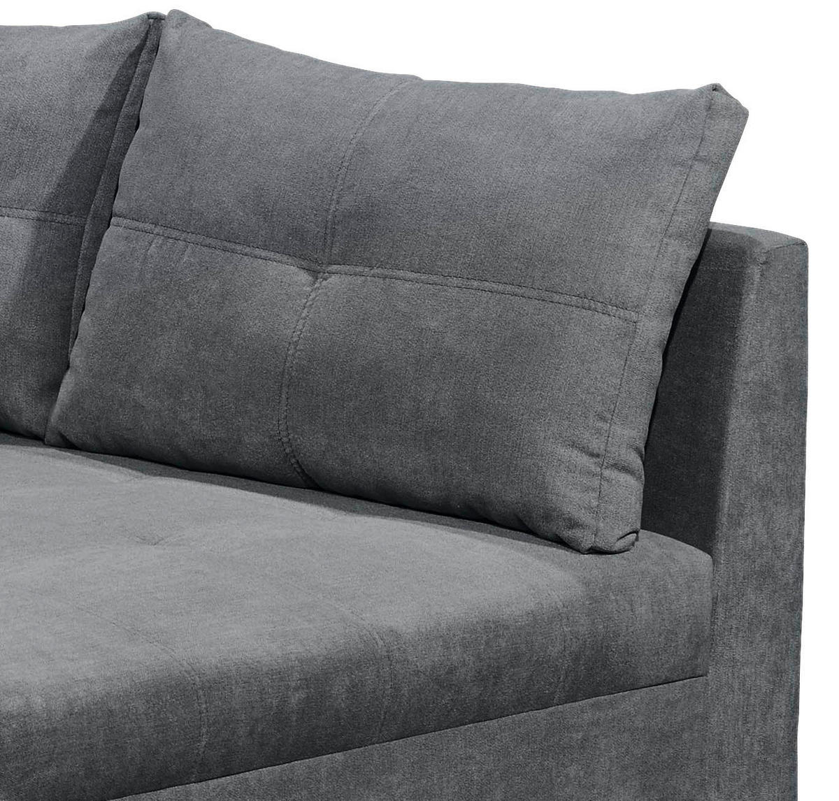 ECKSOFA Anthrazit Mikrovelours  - Anthrazit/Schwarz, Basics, Kunststoff/Textil (248/176cm) - MID.YOU