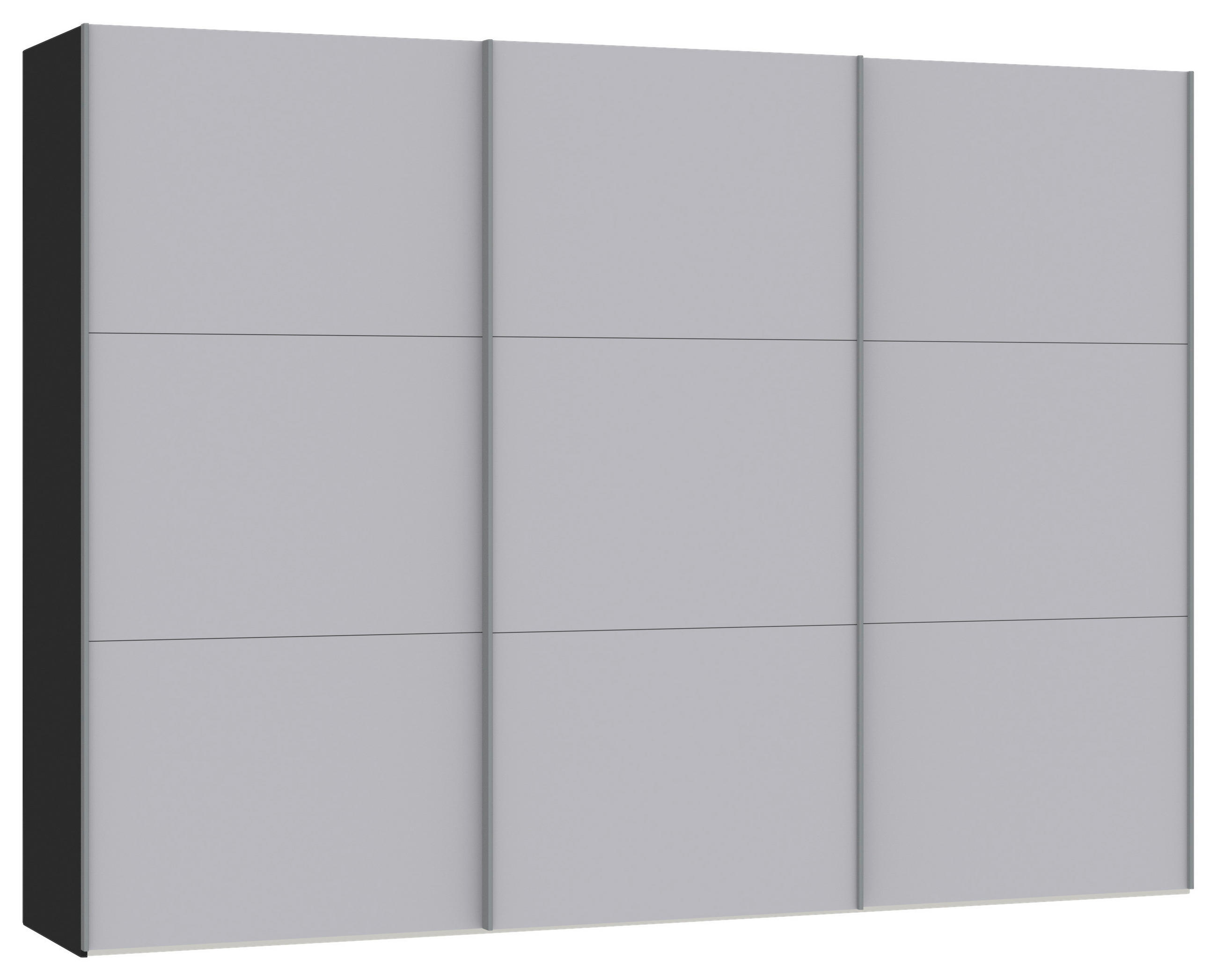 SCHWEBETÜRENSCHRANK  in Schwarz, Hellgrau  - Silberfarben/Hellgrau, Design, Glas/Holzwerkstoff (303/220/65cm) - Jutzler