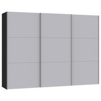 SCHWEBETÜRENSCHRANK in Schwarz, Hellgrau  - Silberfarben/Hellgrau, Design, Glas/Holzwerkstoff (303/220/65cm) - Jutzler
