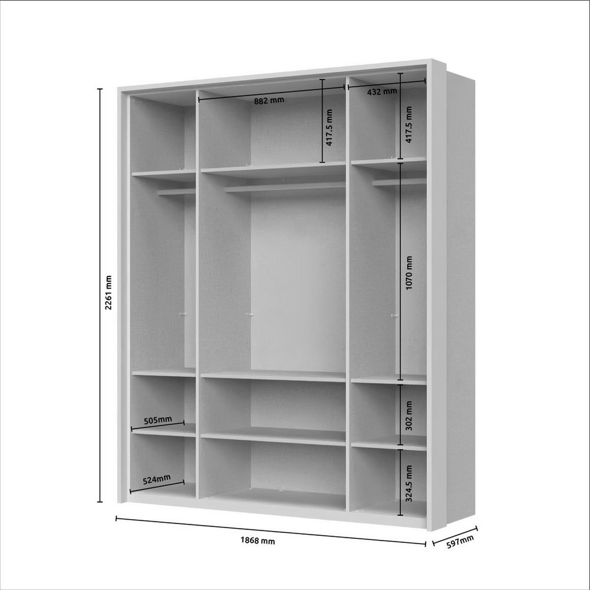 ORMAR SA KLASIČNIM VRATIMA  187/226/60 cm  - Dizajnerski, staklo/metal (187/226/60cm)