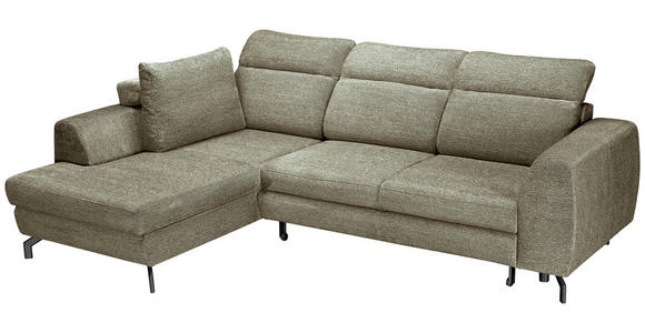 ECKSOFA Olivgrün Chenille - Schwarz/Olivgrün, KONVENTIONELL, Textil/Metall (185/240cm) - Carryhome