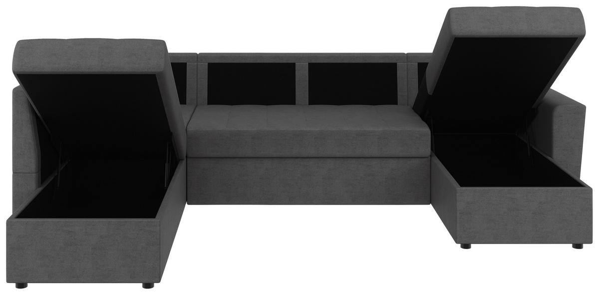 WOHNLANDSCHAFT TERMOLI Grau Jacquard  - Schwarz/Grau, Design, Kunststoff/Textil (212/297/155cm) - MID.YOU