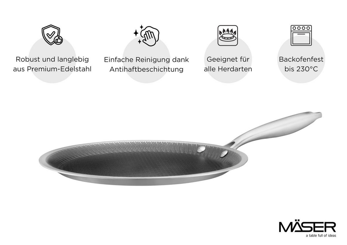 CREPESPFANNE 28/2,5 cm Keramikbeschichtung  - Silberfarben/Schwarz, Basics, Metall (28/2,5cm) - Mäser