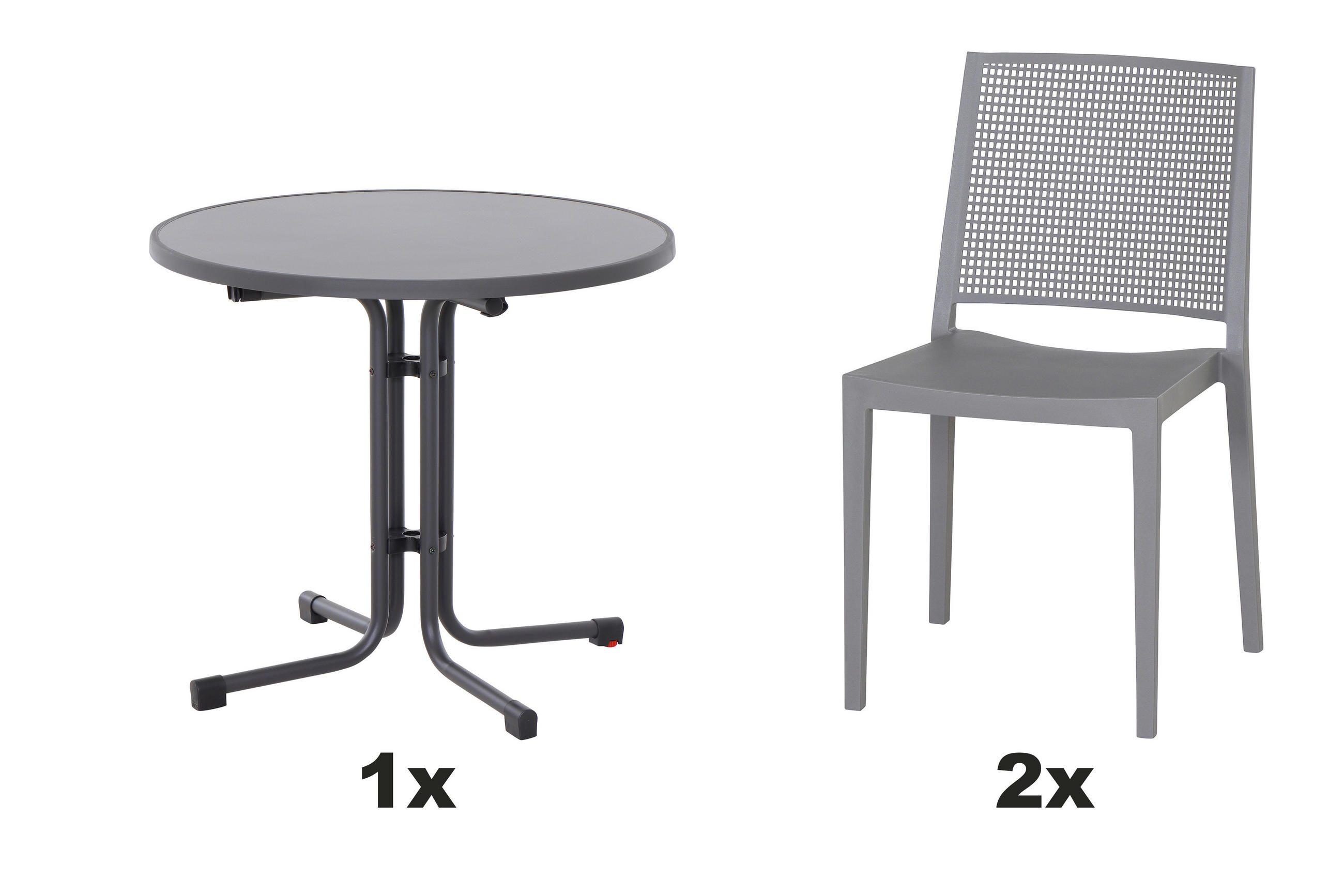 GARTENGARNITUR 3-teilig Stahl  - Grau, Basics, Kunststoff/Metall (80/80/80cm) - Siena Garden