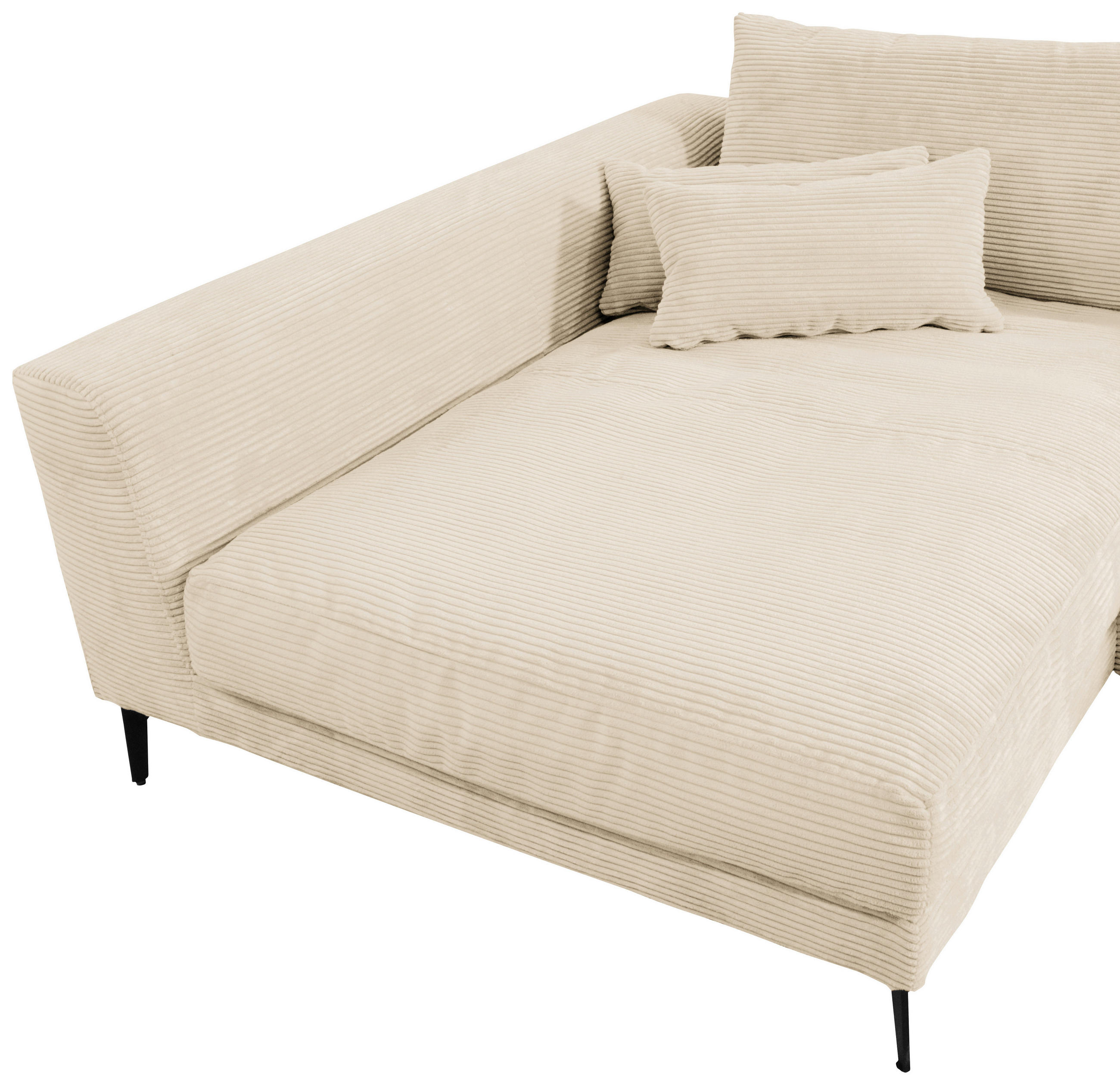 ECKSOFA in Cord Creme  - Creme/Schwarz, Design, Textil/Metall (172/313cm) - Livetastic