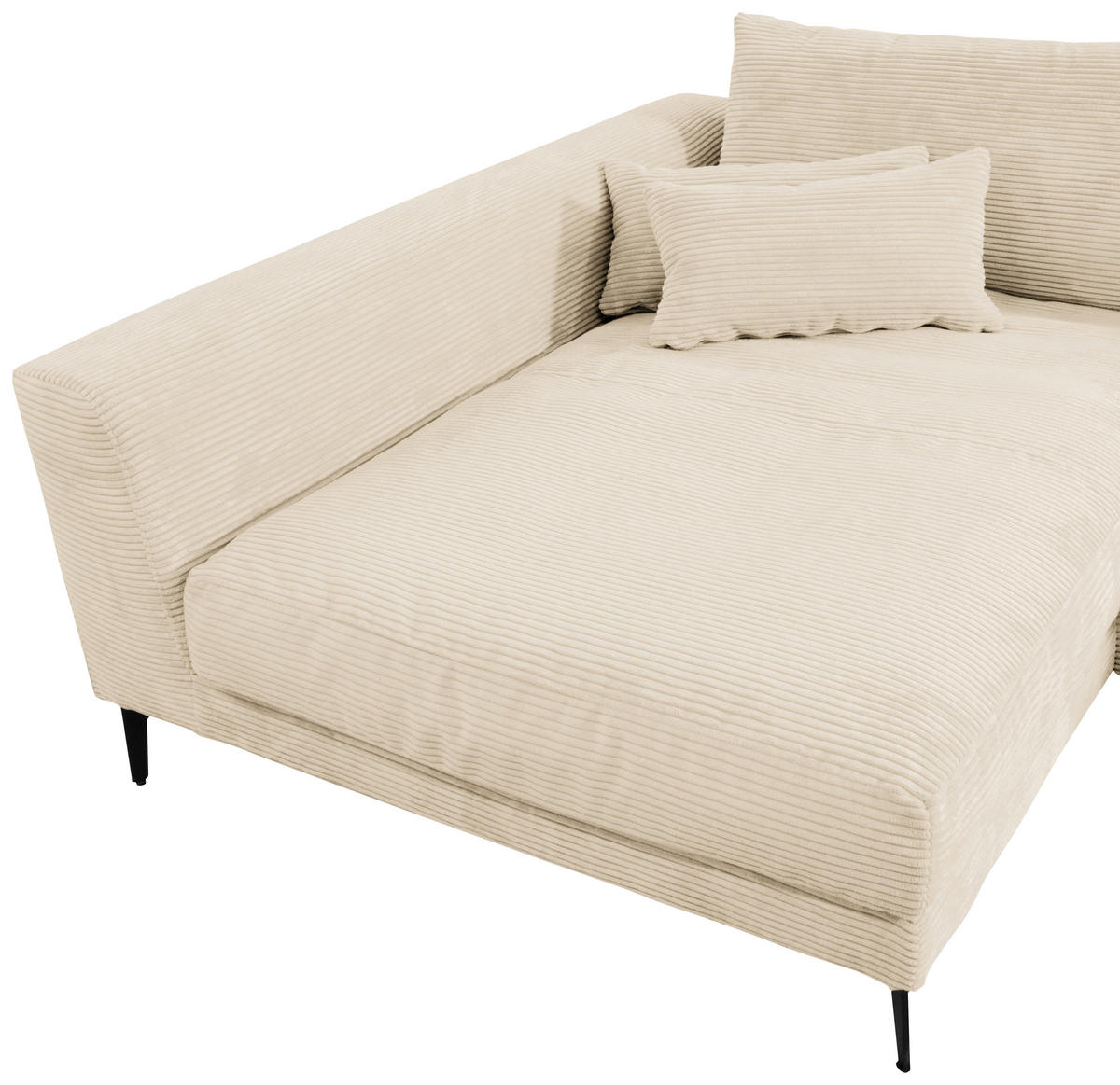 ECKSOFA in Cord Creme  - Creme/Schwarz, Design, Textil/Metall (172/313cm) - Livetastic