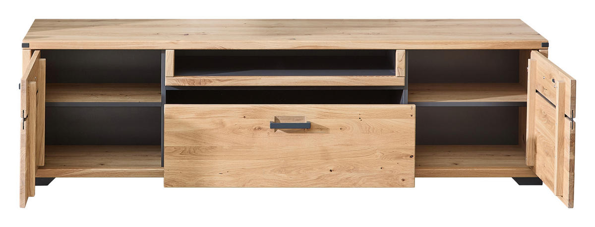 LOWBOARD Baku  in 190/54/43 cm  - Graphitfarben/Eiche Artisan, Design, Holzwerkstoff/Metall (190/54/43cm) - Livetastic