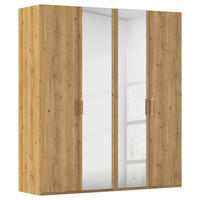 DREHTÜRENSCHRANK 201/223/60 cm 4-türig Eichefarben  - Eichefarben/Silberfarben, Design, Glas/Holzwerkstoff (201/223/60cm) - Novel