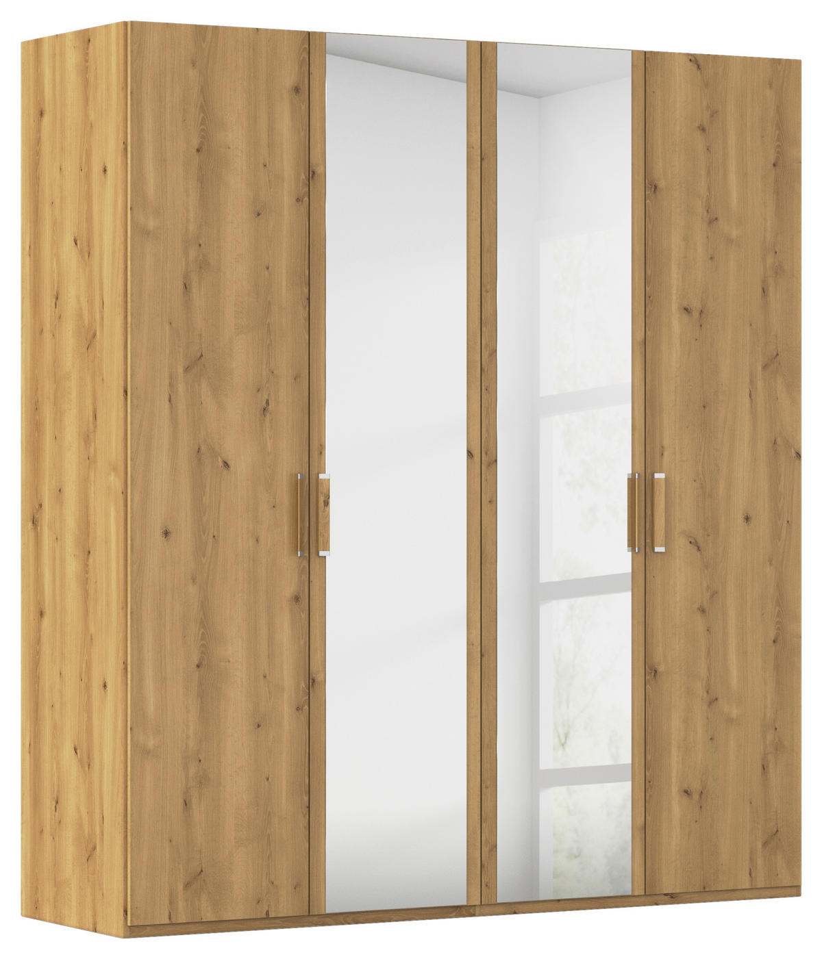 DREHTÜRENSCHRANK 201/223/60 cm 4-türig Eichefarben  - Eichefarben/Silberfarben, Design, Glas/Holzwerkstoff (201/223/60cm) - Novel